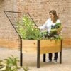 Elevated Planter Box And Space-Maker Pivoting Trellis Set, 2' X 4' -Plant Supports Shop 8590247 492 cedar planter box with trellis tif 1