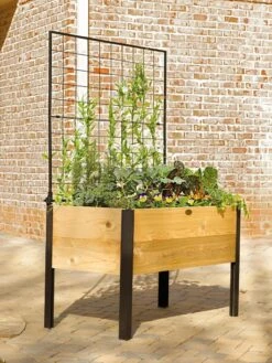 Elevated Planter Box And Space-Maker Pivoting Trellis Set, 2' X 4' -Plant Supports Shop 8590247 550 tif 1