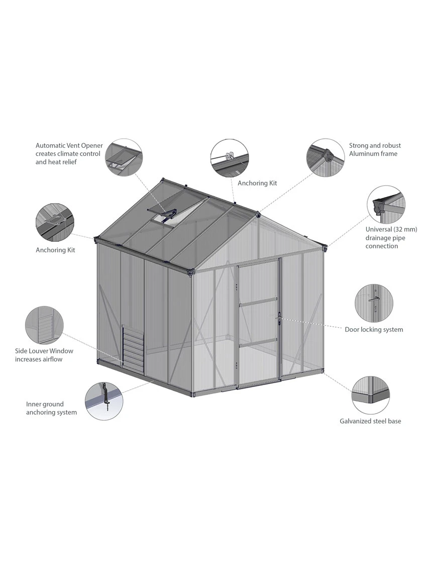 Canopia® By Palram Glory™ Greenhouse, 8' 22 Canopia® By Palram Glory™ Greenhouse, 8' - Image 20