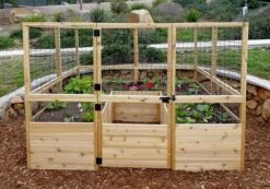 Garden In A Box Cedar Raised Bed With Deer Fence, 8' X 8' -Plant Supports Shop 8595875 03V tif