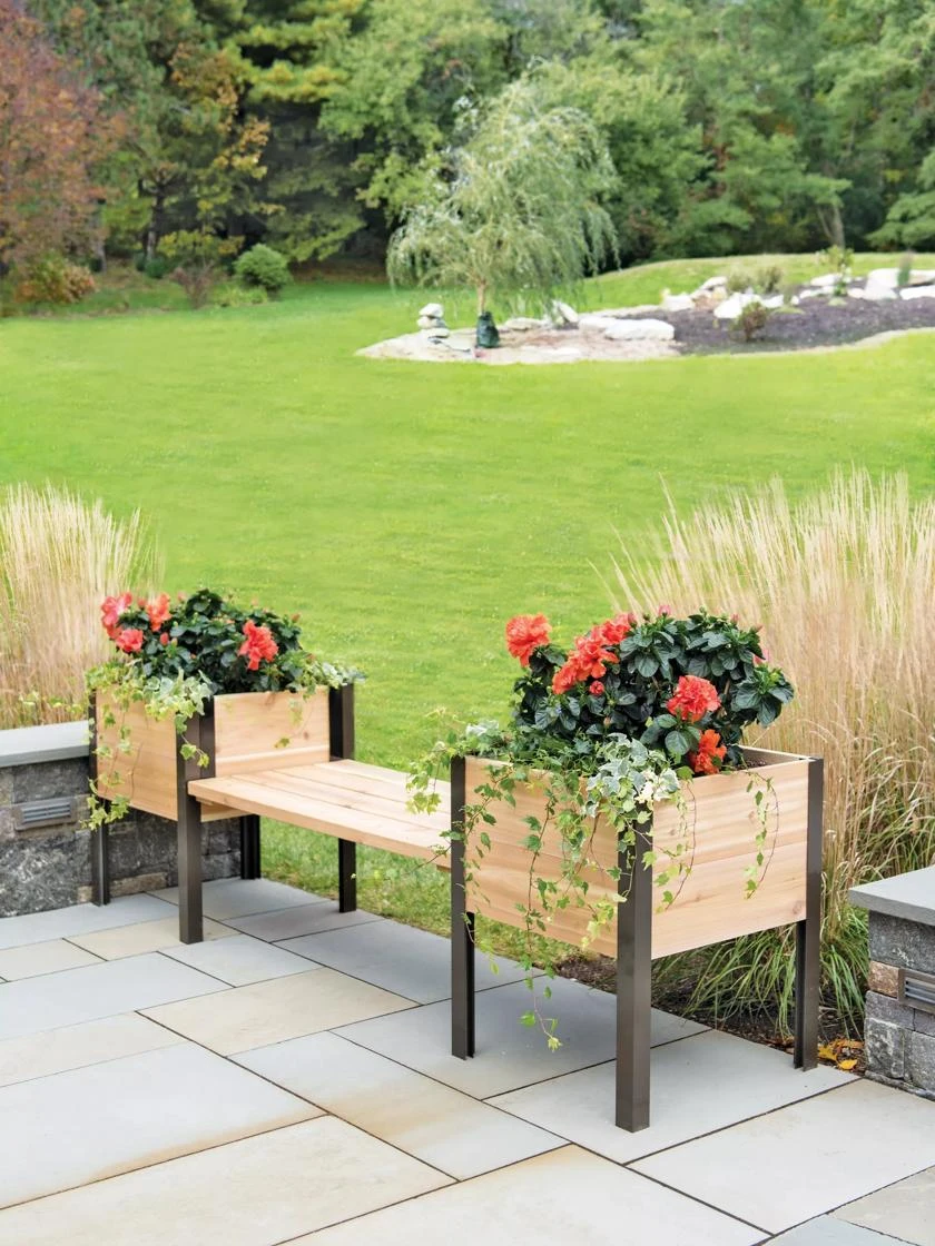 Elevated Cedar Planter Bench Kit, Natural, 90" 3 Elevated Cedar Planter Bench Kit, Natural, 90"