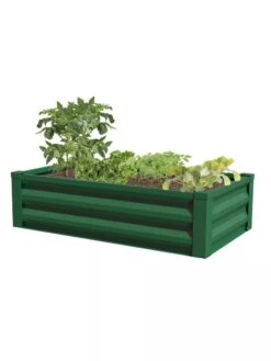 Powder-Coated Metal Raised Garden Bed, 24" X 48" -Plant Supports Shop 8599393 02V powder coated metal raised garden bed 24x49 forest green