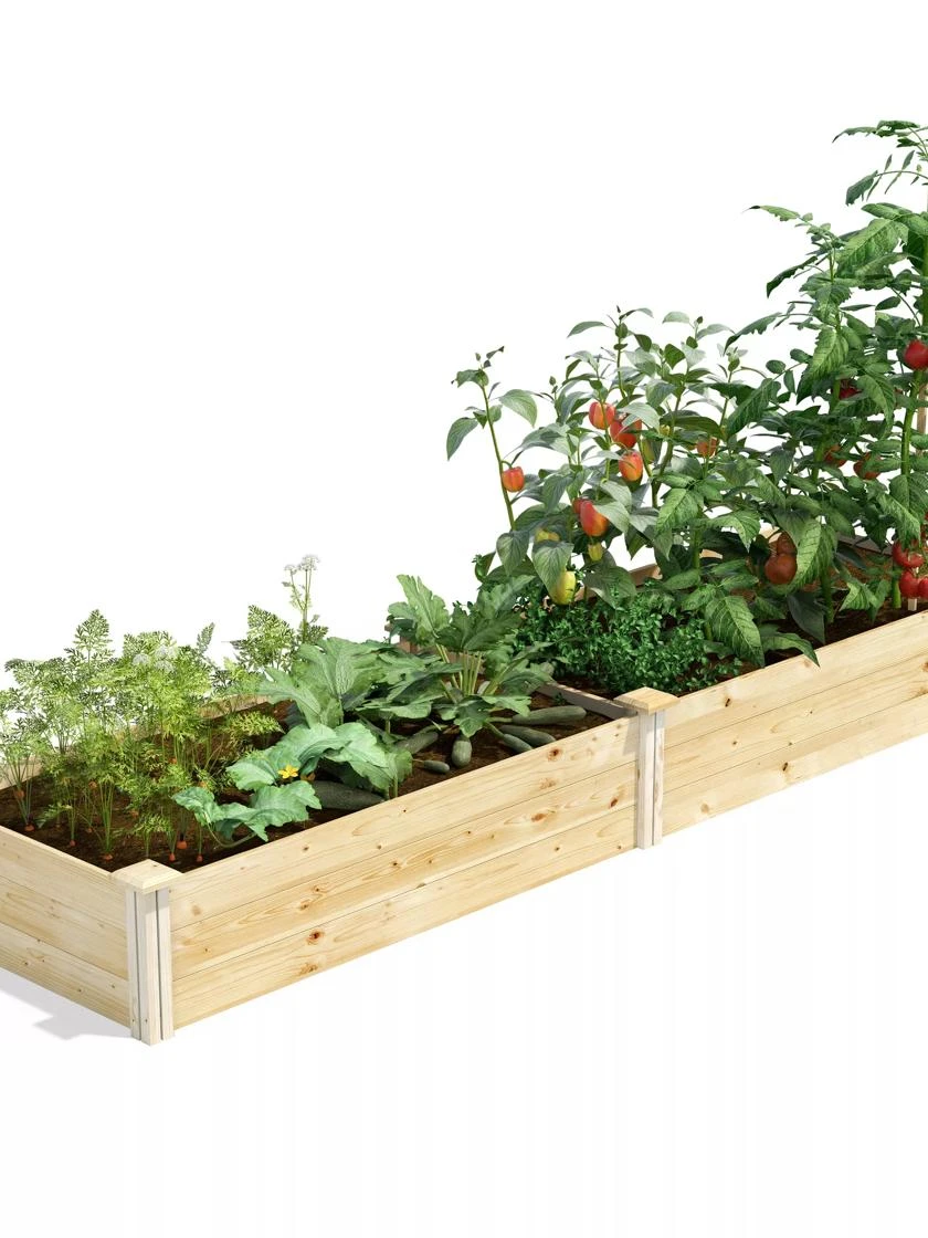Pine Raised Garden Bed, 2' X 8' 3 Pine Raised Garden Bed, 2' X 8'