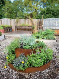 Birdies™ Corten Steel Round Raised Bed, Large, Low -Plant Supports Shop 8613287 0013 birdies corten steel tiered round raised bed kit tall 1
